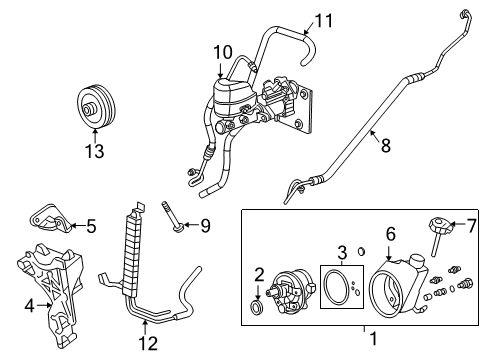 2009 GMC Sierra 3500 HD P/S Pump & Hoses, Steering Gear & Linkage Pump Asm-P/S Diagram for 20756713