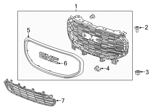 2020 GMC Terrain Grille & Components Grille Assembly Diagram for 84369022