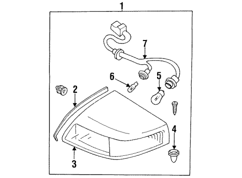 1994 Dodge Stealth Bulbs Lamp Pkg Combination Diagram for MB698934