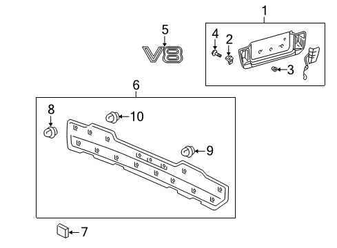 2007 Lexus LX470 Exterior Trim - Tail Gate Nameplate Diagram for 75445-60010