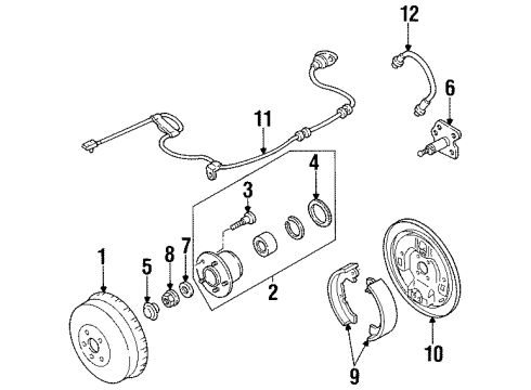 1999 Mercury Villager Rear Brakes Rear Shoes Diagram for 2U2Z-2V200-LARM