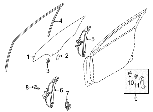 2013 Hyundai Accent Front Door Front Driver Side Door Window Regulator Diagram for 82401-1R000