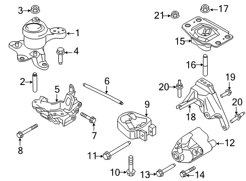 2013 Ford Fusion Engine & Trans Mounting Support Bracket Bolt Diagram for -W500732-S439