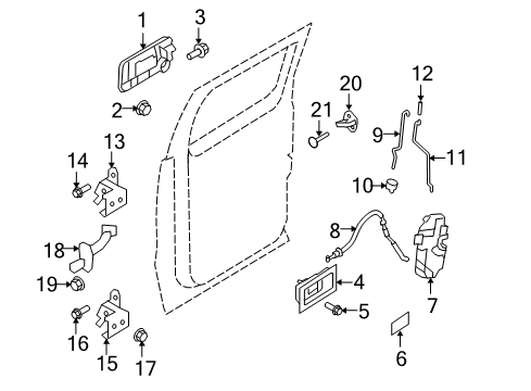 2012 Ford F-150 Rear Door - Lock & Hardware Handle, Outside Diagram for CL3Z-1626605-DSPTM