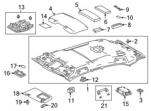 2021 Lexus UX200 Interior Trim - Roof Cover Roof Console Diagram for 63654-33030