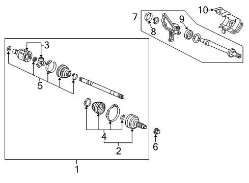 2015 Honda Pilot Drive Axles - Front Shaft Assembly, R Drive Diagram for 44305-SZA-A21