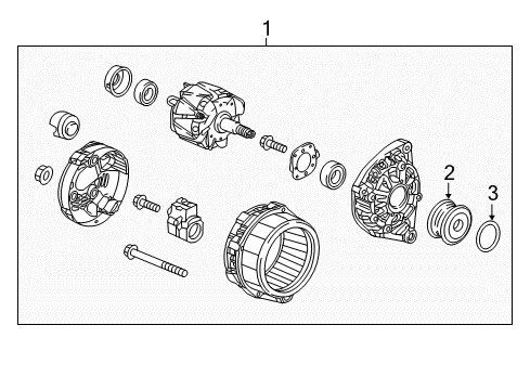 2017 Honda Civic Alternator Air Conditioner Generator Assembly Diagram for 31100-59B-003