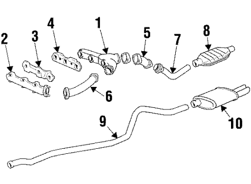 1988 Chevrolet Beretta Exhaust Components Manifold Diagram for 14091886