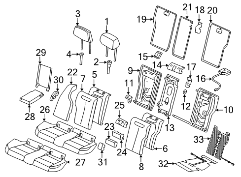 2018 BMW 340i xDrive Rear Seat Components Upholstered Section, Backr., Centresection Diagram for 52207298282