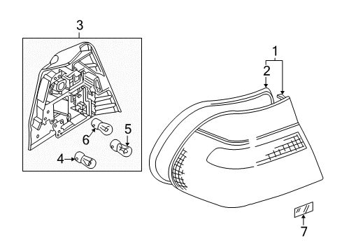 2003 BMW 330xi Tail Lamps Rear Light In The Side Panel, Left Diagram for 63216946533