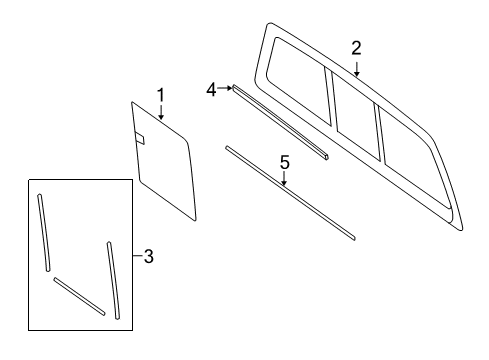 2007 Lincoln Mark LT Back Glass Lower Channel Diagram for 5L3Z-15422A20-A