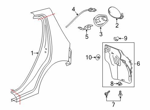 2015 Chevrolet Spark Quarter Panel & Components Fuel Door Diagram for 95090206