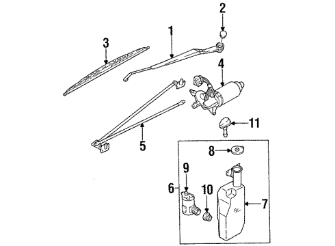 1995 Kia Sephia Windshield - Wiper & Washer Components Washer Tank Diagram for 0K20167481E