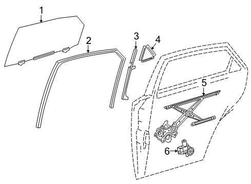 2021 Lexus NX300 Rear Door Guide Sub-Assembly, Rear Door Window Diagram for 67407-78010