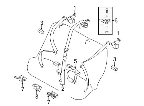 2012 Kia Optima Rear Seat Belts Iso Fix-Child Lower Anchor Diagram for 898993R030