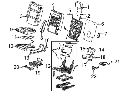 2022 Chevrolet Suburban Second Row Seats Seat Cushion Pad Diagram for 84852639