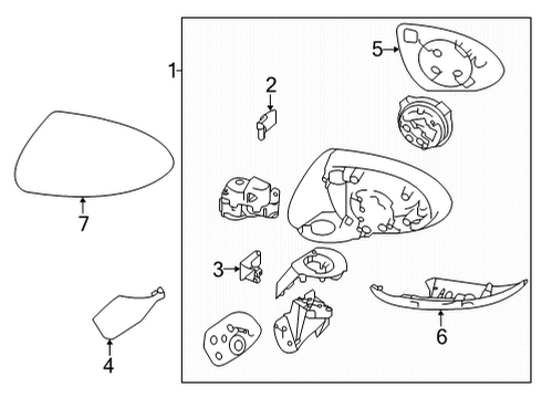 2022 Toyota GR86 Outside Mirrors Mirror Assembly Diagram for SU003-10547
