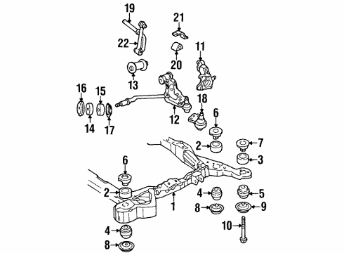 1994 Cadillac Seville Front Suspension Components, Lower Control Arm, Ride Control, Stabilizer Bar Bolt, Rear Axle Upper Control Arm Diagram for 11502604