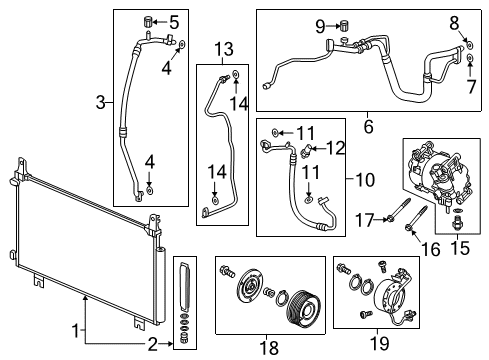 2019 Honda CR-V A/C Condenser, Compressor & Lines Clutch Set Diagram for 38900-5WA-H01