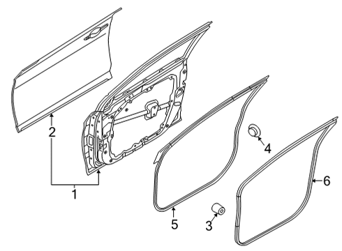 2022 Hyundai Sonata Door & Components W/STRIP Assembly-FR Dr Side RH Diagram for 82140-L0000