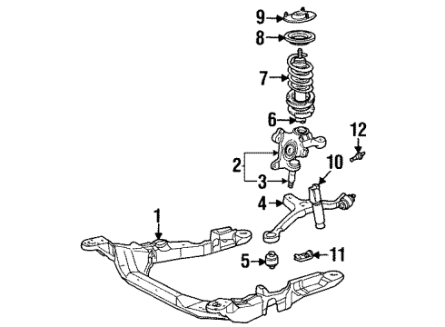 1997 Ford Taurus Front Suspension Components, Lower Control Arm, Stabilizer Bar Lower Control Arm Diagram for F8DZ-3078-AA