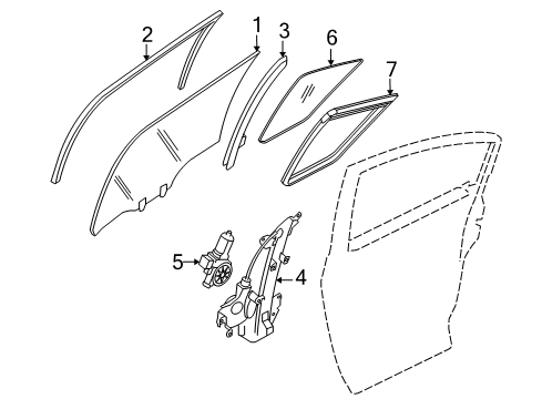 2012 Nissan Maxima Rear Door Sash Assy-Rear Door, Center LH Diagram for 82223-9N00A