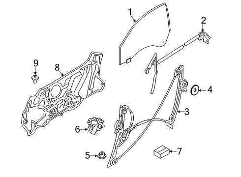 2019 BMW M850i xDrive Door & Components WINDOW LIFTER WITHOUT MOTOR Diagram for 51338497027