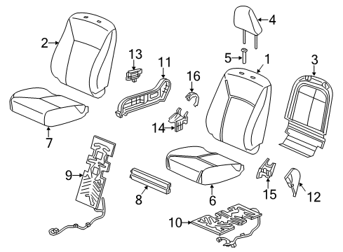 2014 Honda Accord Passenger Seat Components Pad Complete Right, Front Cus Diagram for 81137-T2F-A41