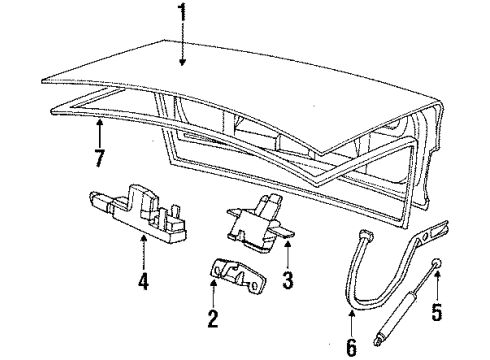 1991 BMW 525i Trunk Lid Catch Code Diagram for 51241973491