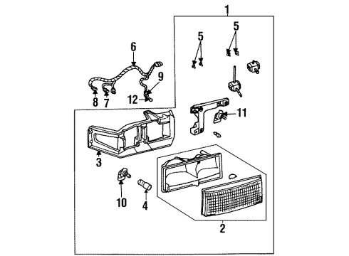 1999 Cadillac DeVille Headlamps Composite Assembly Diagram for 16526200