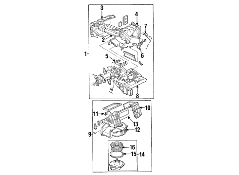 1998 Acura SLX Heater, Blower Motor & Fan Motor Assembly Fan Blower Diagram for 8-97231-642-0