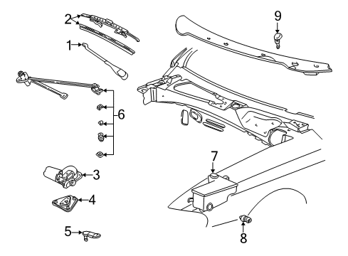 2003 Ford Mustang Wiper & Washer Components Wiper Arm Diagram for 2R3Z-17526-AA