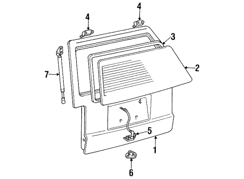 1985 Toyota Van Gate & Hardware Back Door Stay Assembly Right Diagram for 68950-29285