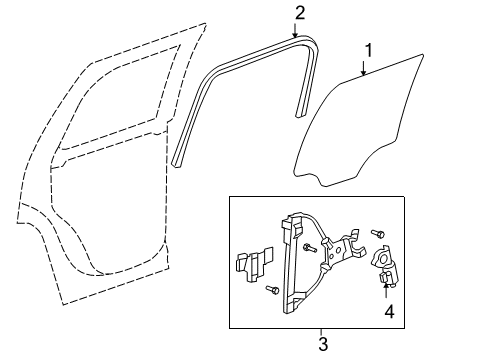 2012 GMC Yukon Rear Door Weatherstrip Diagram for 22803681