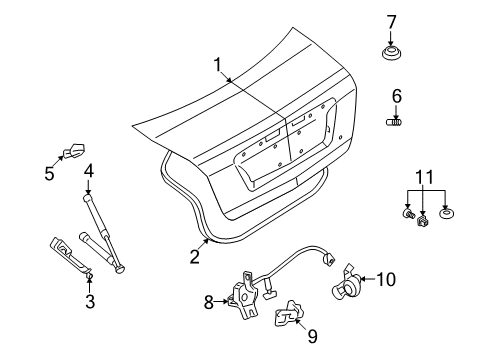 2008 Ford Fusion Trunk Strut Cylinder Diagram for 7E5Z-54406A10-B