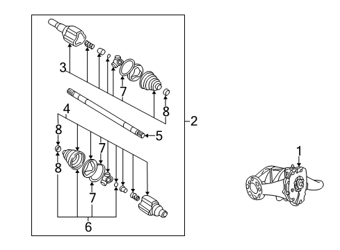 2003 Pontiac Aztek Axle & Differential - Rear Differential Assembly Diagram for 88894200