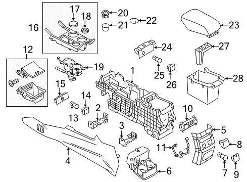 2019 Ford Explorer Auxiliary Heater & A/C Console Base Rear Bracket Diagram for CA5Z-54045B34-A