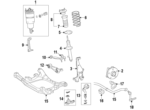 2013 Lexus LS460 Front Suspension Components, Lower Control Arm, Upper Control Arm, Ride Control, Stabilizer Bar Front Axle Hub Sub-Assembly, Left Diagram for 43550-50062