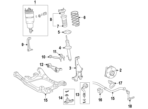 2013 Lexus LS460 Front Suspension Components, Lower Control Arm, Upper Control Arm, Ride Control, Stabilizer Bar Cylinder Assembly, Pneumatic Diagram for 48020-50341