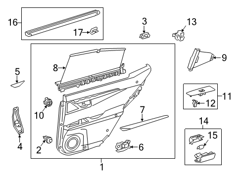 2016 Lexus ES300h Interior Trim - Rear Door Bracket, Rear Door Trim Diagram for 67647-33010