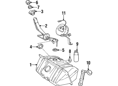 1997 Lexus SC400 Fuel Supply Fuel Tank Assembly Diagram for 77001-24060