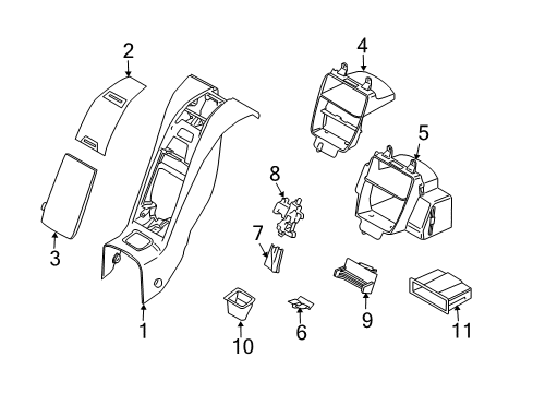 2003 BMW Z4 Rear Console Oddments Box Trim Diagram for 51467055472