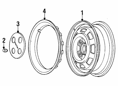 1988 Chevrolet Spectrum Wheels COVER Diagram for 94439074