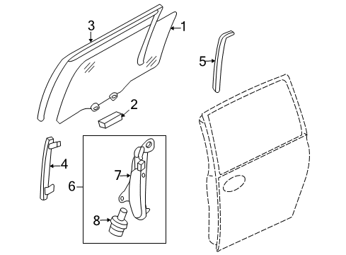 2010 Kia Sedona Sliding Door Run Assembly-Rear Door Window Diagram for 835304D000