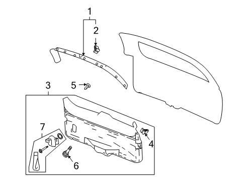 2004 Buick Rainier Interior Trim - Lift Gate Upper Molding Diagram for 15198166