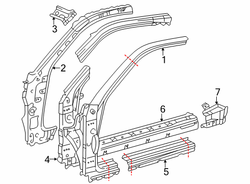 2005 Toyota Celica Hinge Pillar, Rocker Pillar Reinforcement Diagram for 61174-20110