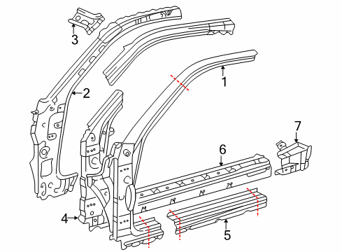 2005 Toyota Celica Hinge Pillar, Rocker Hinge Pillar Diagram for 61042-20030