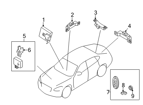 2012 Infiniti M35h Keyless Entry Components Bracket Electrical Unit Diagram for 28452-1MA5B