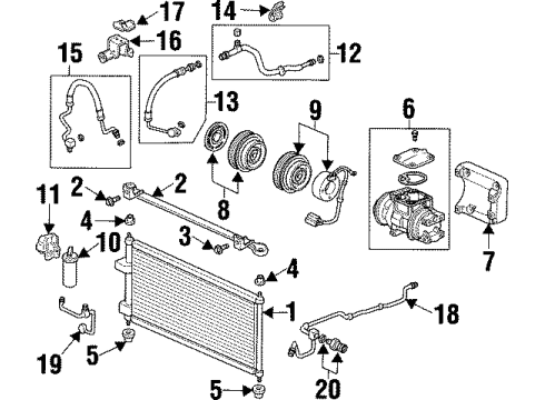 1998 Acura CL A/C Condenser, Compressor & Lines Pipe, Condenser Diagram for 80331-SS8-A01