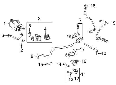 2018 Toyota C-HR Emission Components Vacuum Valve Diagram for 25860-37060